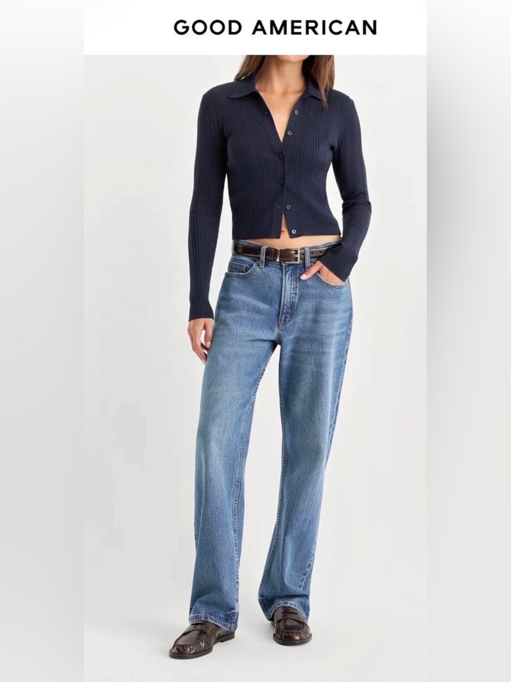 Good American Good 90s Relaxed Jeans Good Straight Leg Jeans Blue Size 4